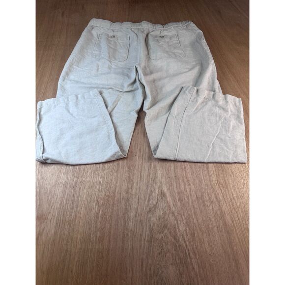 Liz Claiborne PL Linen Blend Wide Leg Pants Beige Neutral Fall Layering - Picture 2 of 5